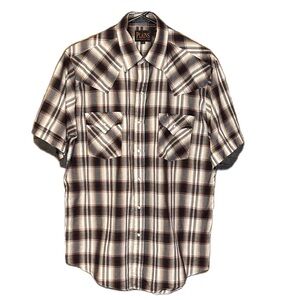 Plains Western Wear Men’s Short Sleeve Casual Classic Plaid Pearl Snaps Medium